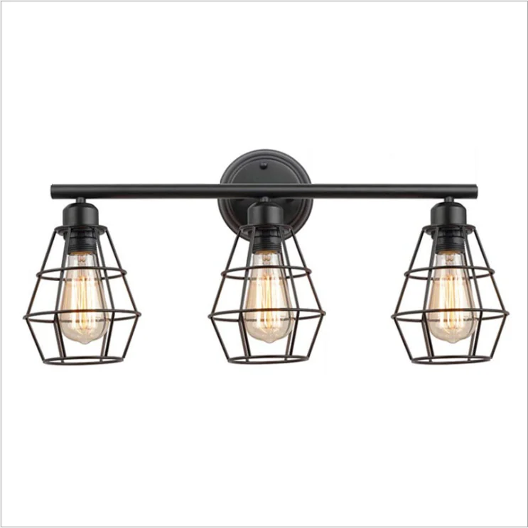 Amazon Hot Selling American Style Retro Wrought Iron Industrial Wall Lamp Creative Restaurant Cafe 2 Head LED Wall Lights