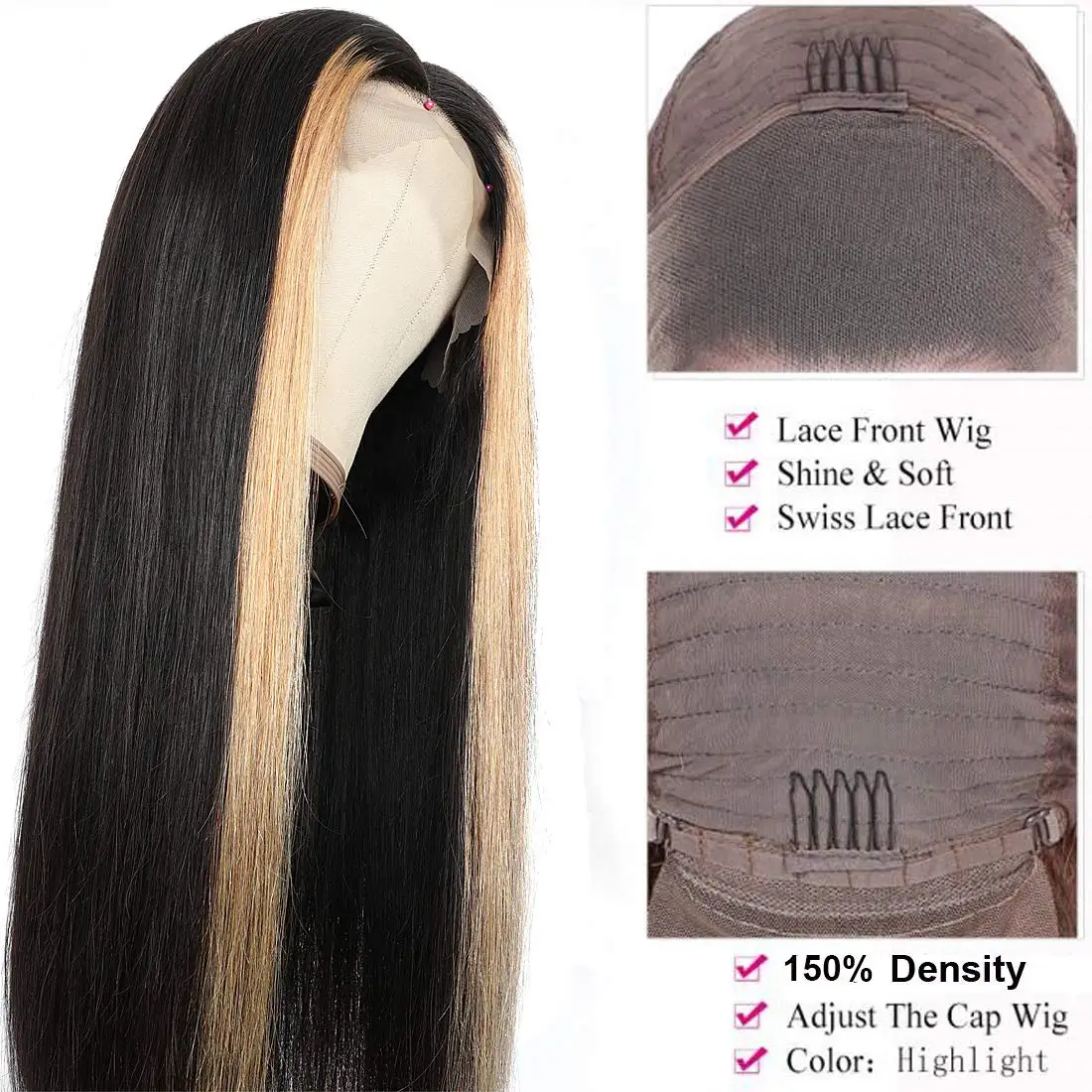 China Xuchang Indian Straight Human Hair Wigs Pre Colored Highlight, High Quality Good Reviews Indian Hair Lace Front Wigs .jpg