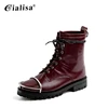 Motorcycle steel round toe leather woman new rock shoes high boots