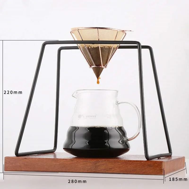 Wooden Coffee Dripper Stand With Steel Rack Food Safe V60 Pour Over