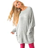 New Autumn Winter Break Knit Tunic Sweater Solid Color O-Neck Pullover Long Sleeve Womens Sweater Sets