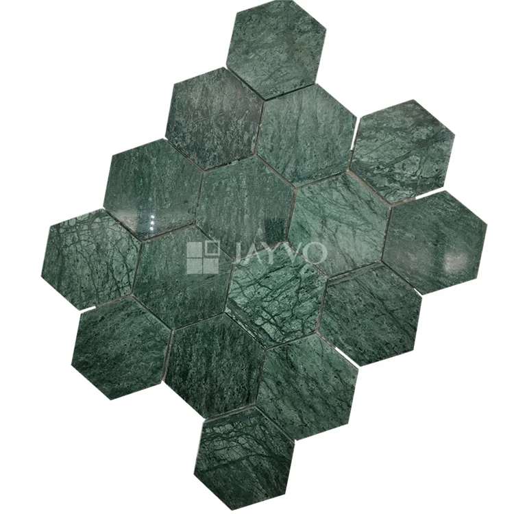 Art Design Hexagon Polish Indian Dark Green 285*300MM Swimming Pool Tiles Marble Mosaic Tile