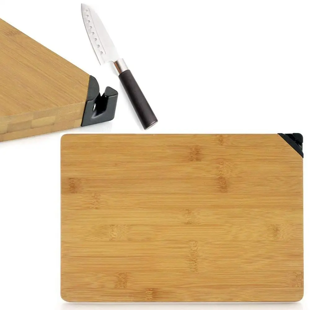 Multi Function Smart Unique Butcher Wooden Bamboo Chopping Board Cutting Set Knife Sharpener
