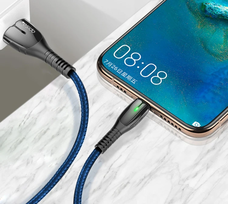 Yesido Nylon Braided znic Alloy Plating Data Cable Line Wholesale Usb Charging Cable For Iphone