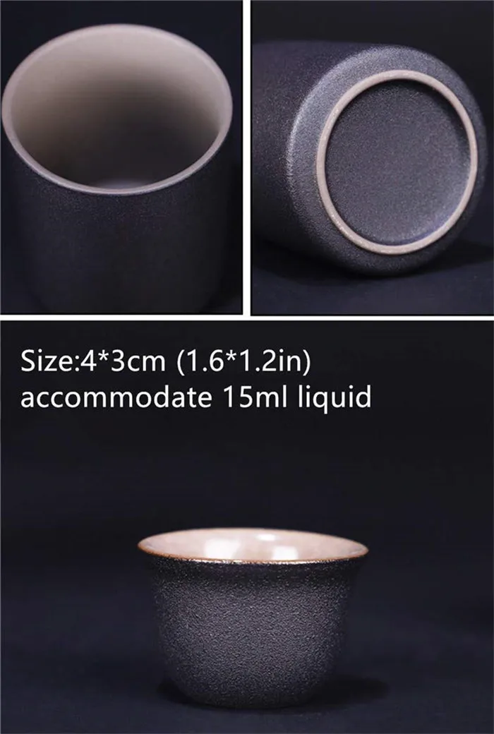 Ceramic Sake 9piece Set Japanese Sake Cup Set With Warmer Black