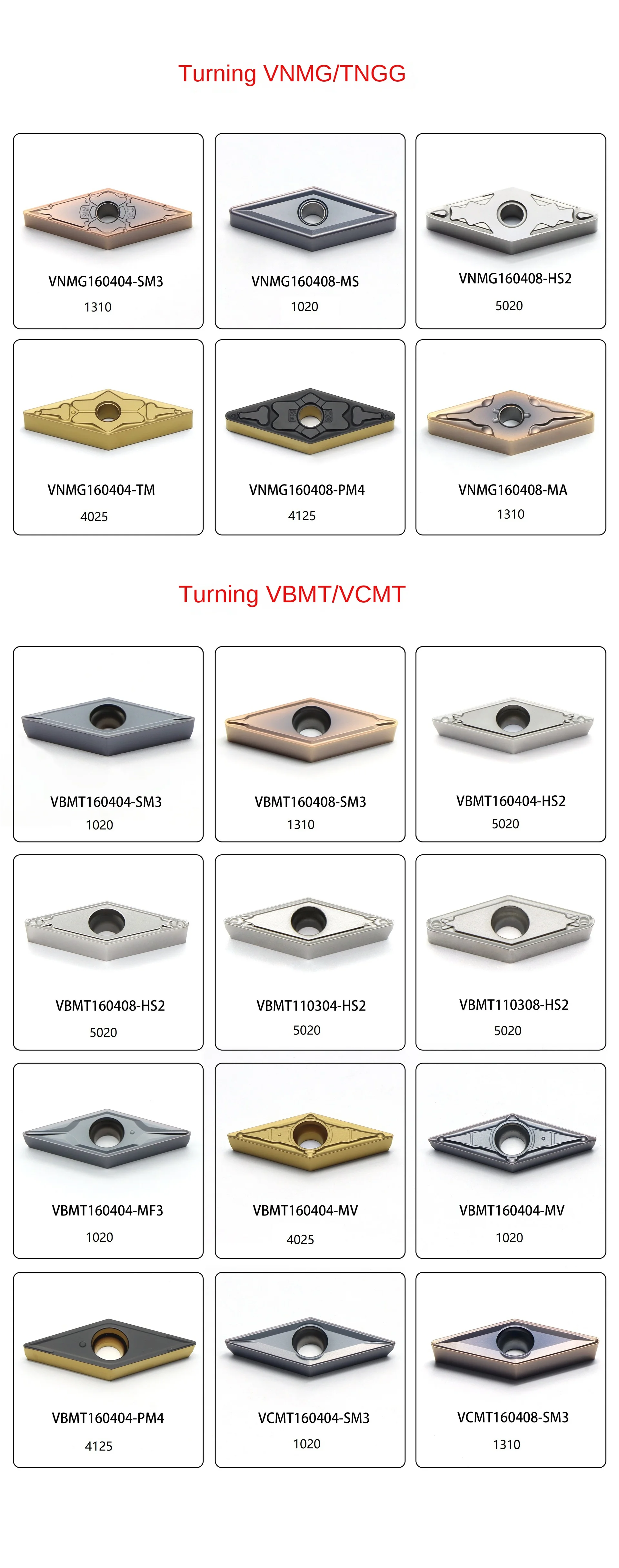 Cemented Carbide CVD-Coated CNC Insert APMT160408PDER-H2 for Lathe and Cast Iron Machining
