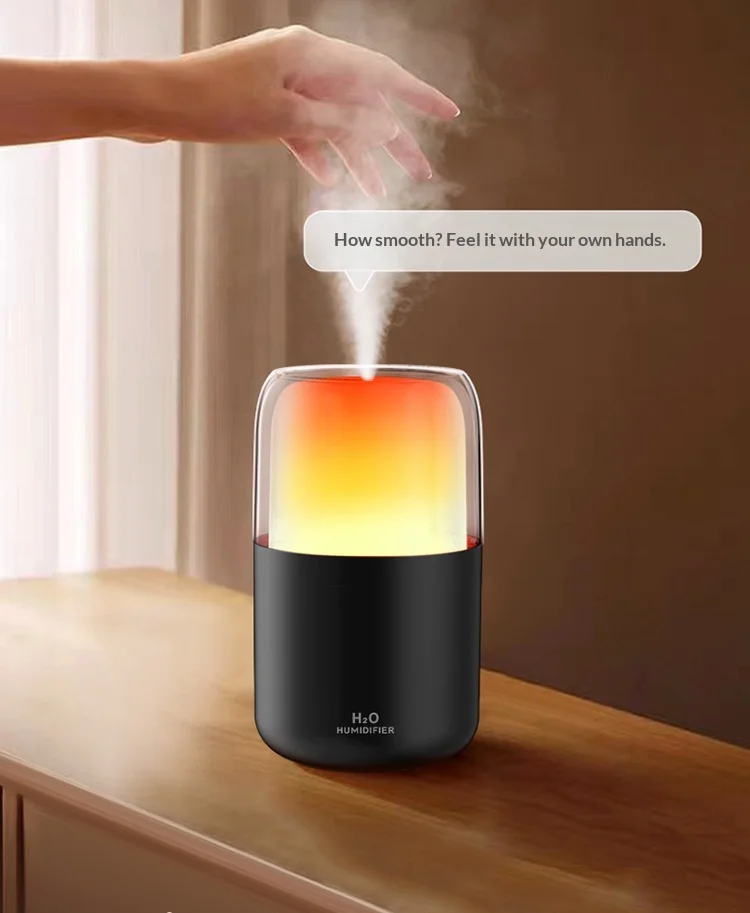 New Smart Simulation Flame Aroma Diffuser USB Mini Ultrasonic Plastic Home Desktop Fragrance Machine Flame Humidifier Ambient