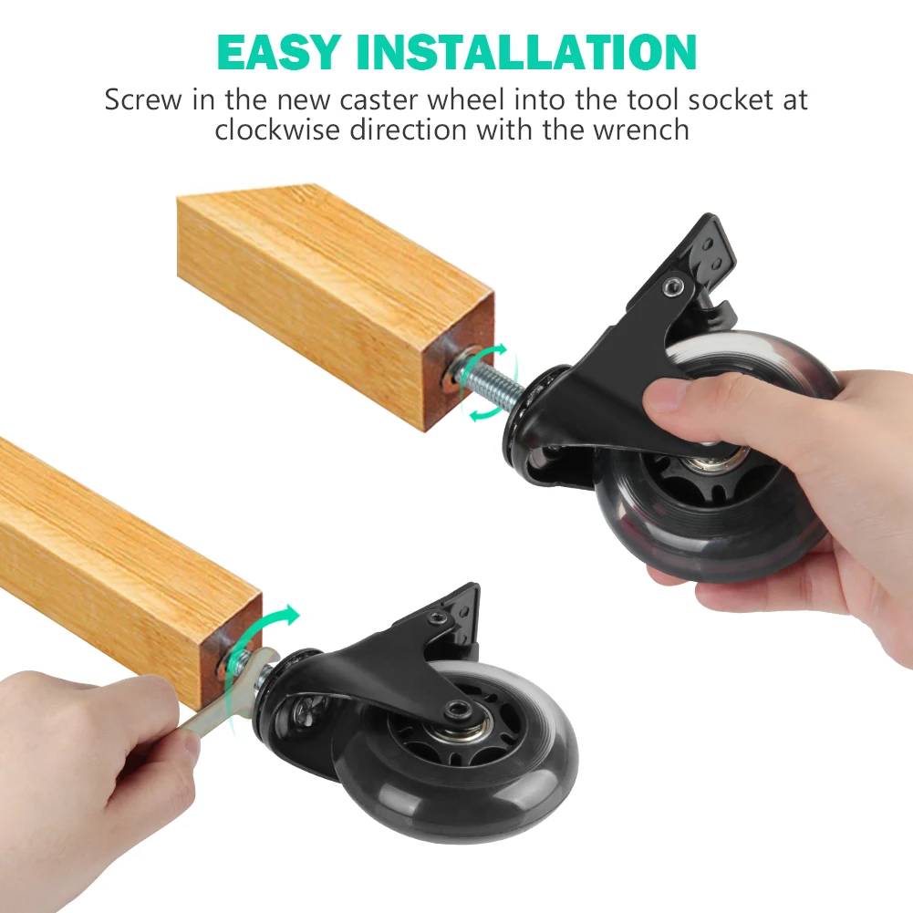 3" Casters With Brake Lock,Threaded Stem 5/16"18unc Swivel Caster