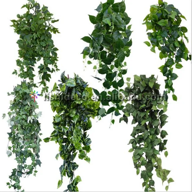 Green Color Artificial Ivy Leaves Plants Vine Wholesale For Garden Wall