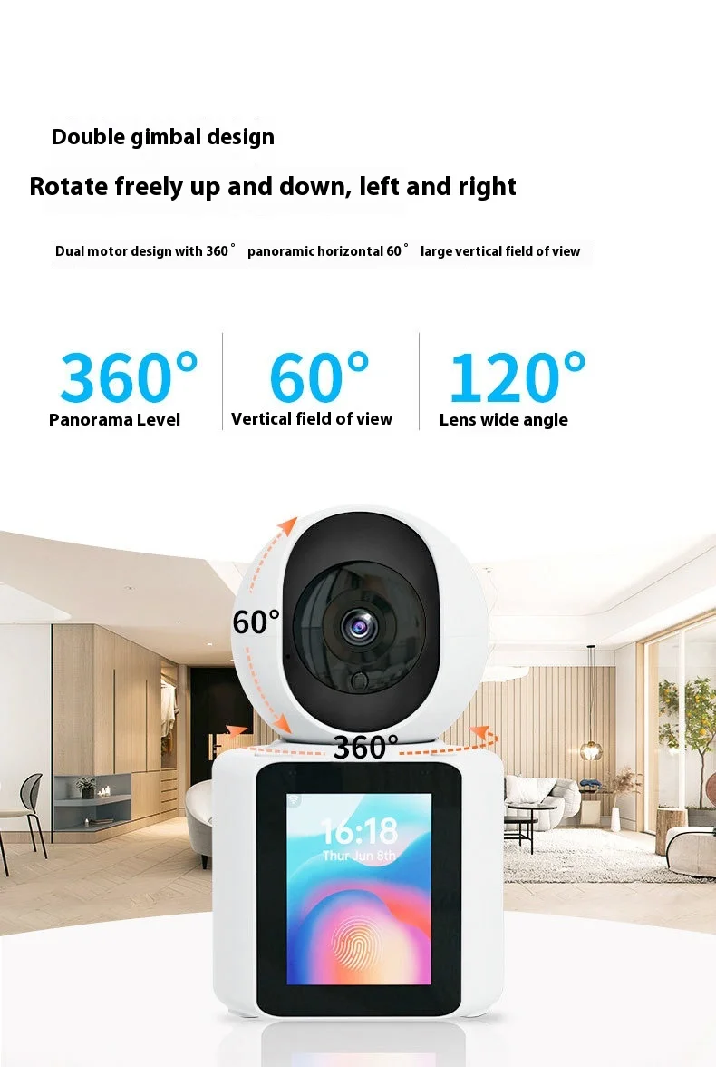 Cloudbirds V360pro Wifi Camera One-Click Calling/Cancelling Button Big LED Colorful Screen Max Rotating Head Night Vision