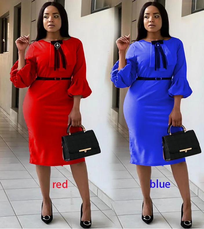 Ladies Office Suit Styles African American Skirt Elastic Solid Dress ...