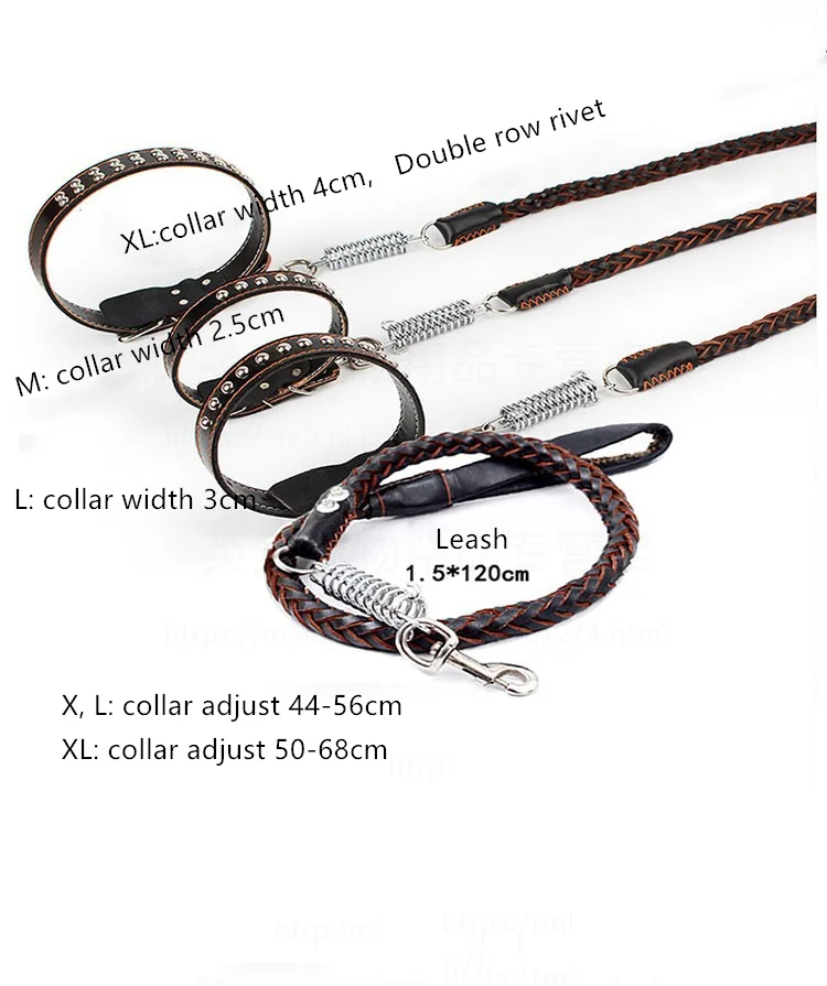 2020 Best Genuine Leather Braided Dog Leash Pet Leather Collar Leather Dog Collars And Leashes