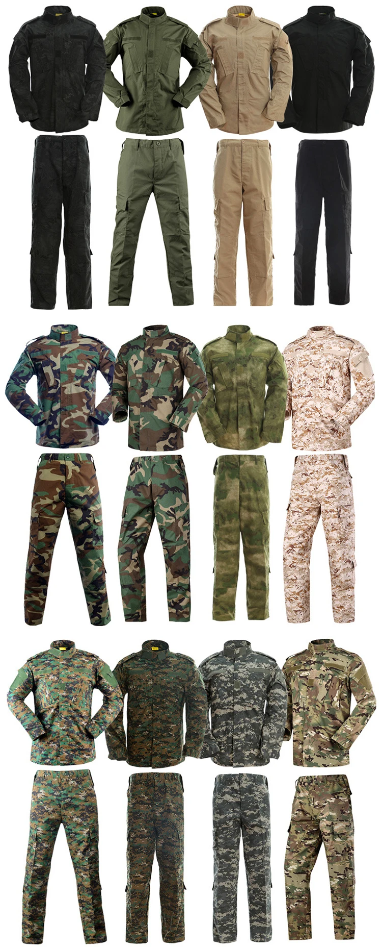 Men's Outdoor Camouflage Bdu Uniform Set Tc 65/35 Rib-stop Fabric ...