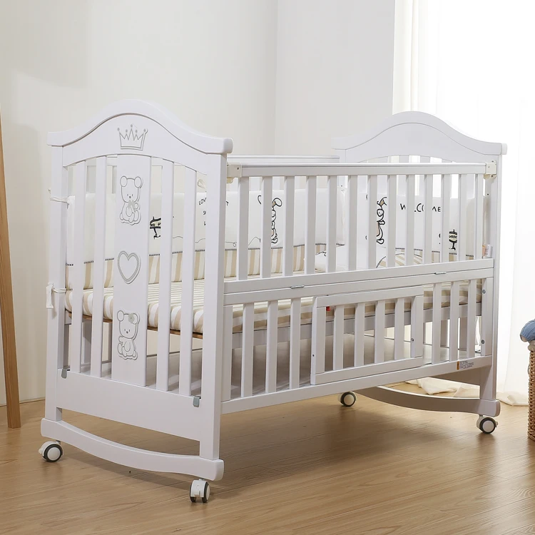 Wooden Baby Sleeping Beds New Design White Solid Wood Safety Cribs,High ...