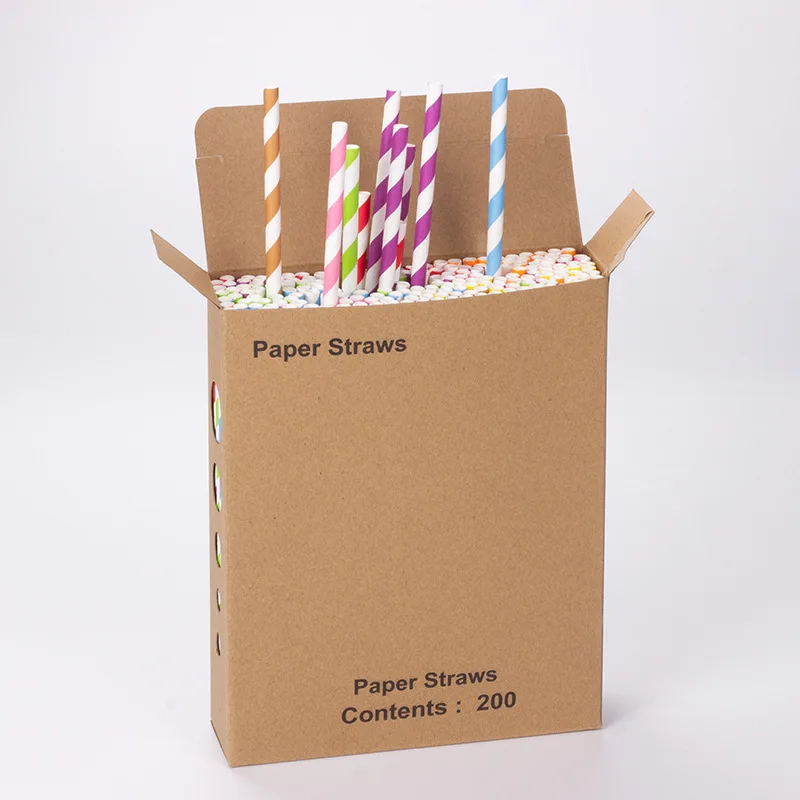 200 Packs Reusable Eco Friendly Biodegradable Paper Drinking Straws