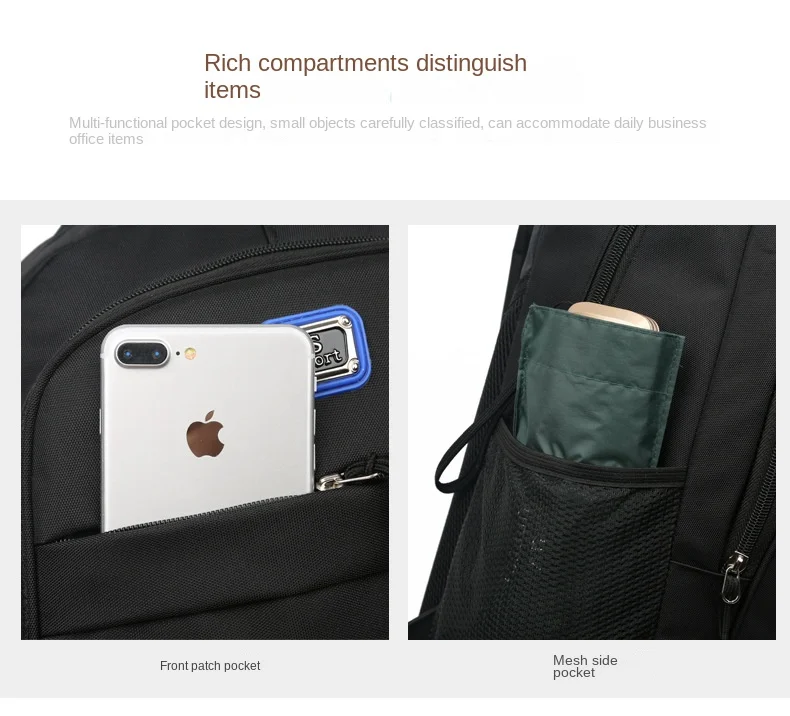 Men's Nylon Oxford Cloth Backpack Large Capacity Casual Travel Bag Polyester Lining Waterproof for Students Simple Everyday Use