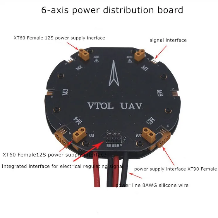 Agricultural Drone Uav 480A 12S Large Current Distributor Plate 6 Axis Power Distribution Board manufacture