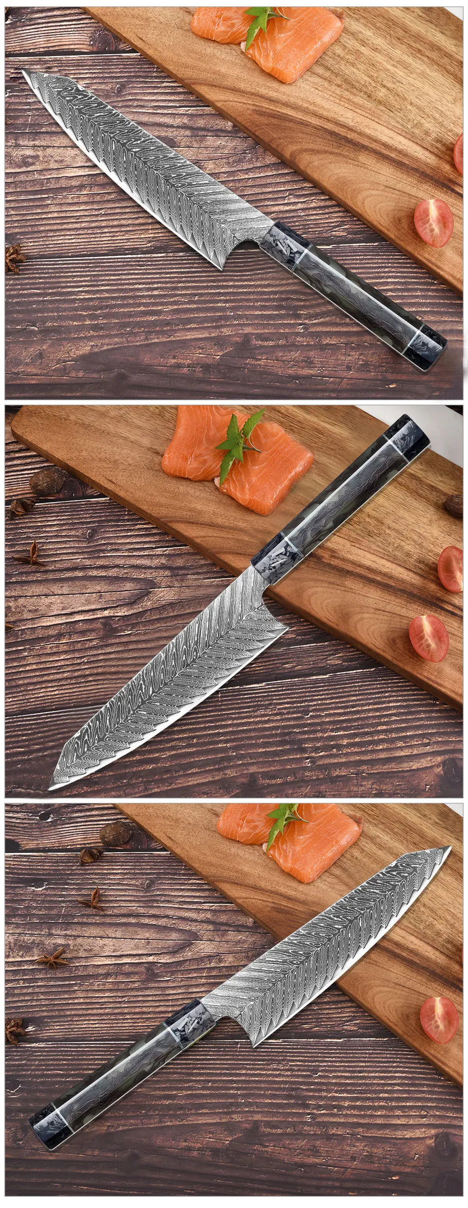 New Arrival High Quality VG10 Damascus Steel 8 Inch Chef Knife With Resin Handle