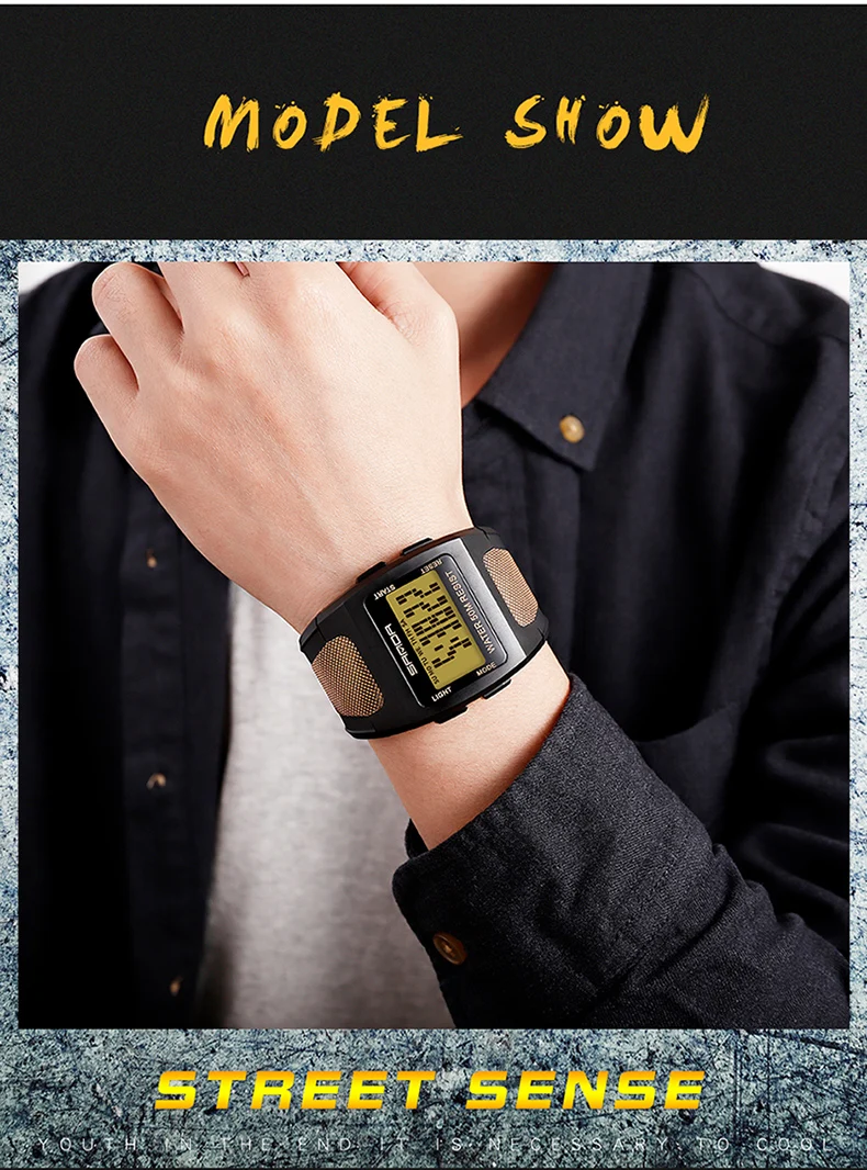 散打222防水男士数码手表冲击运动手表时尚防水电子表男士