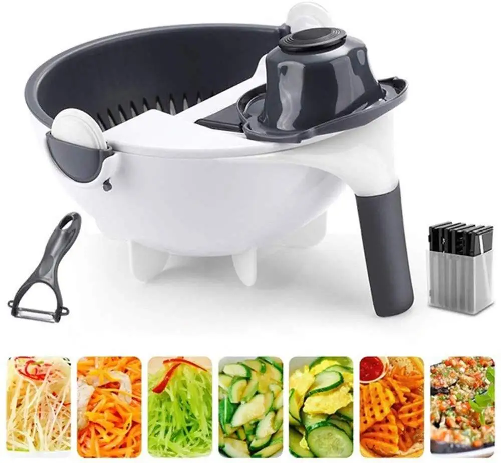 

Multifunctional Vegetable Cutter Slicer Fruit Cutter Vegetable Chopper Veggie Vegetable Shredder Grater, Black and white