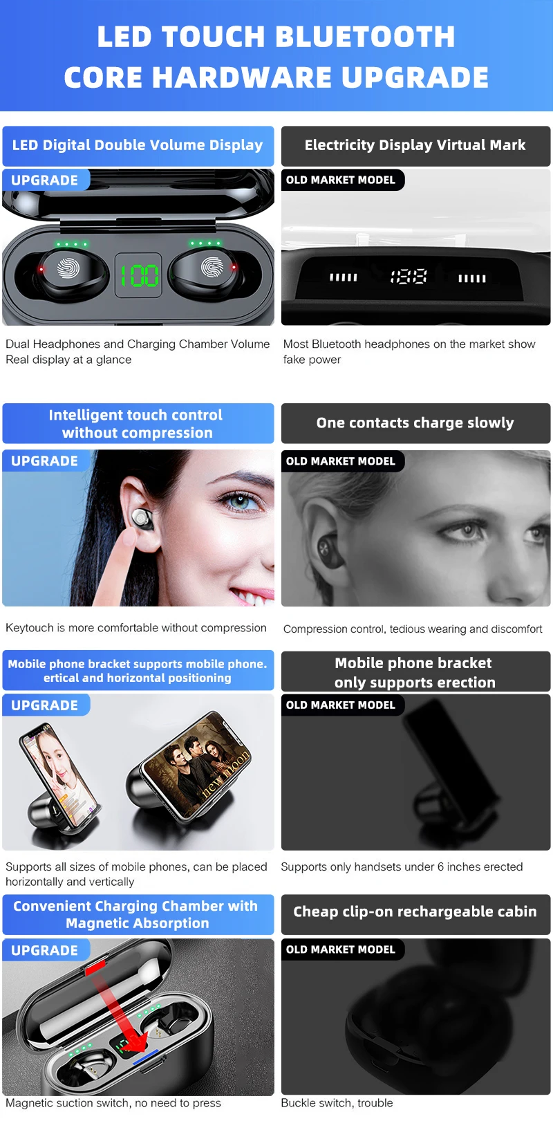 f9 wireless earbuds volume control