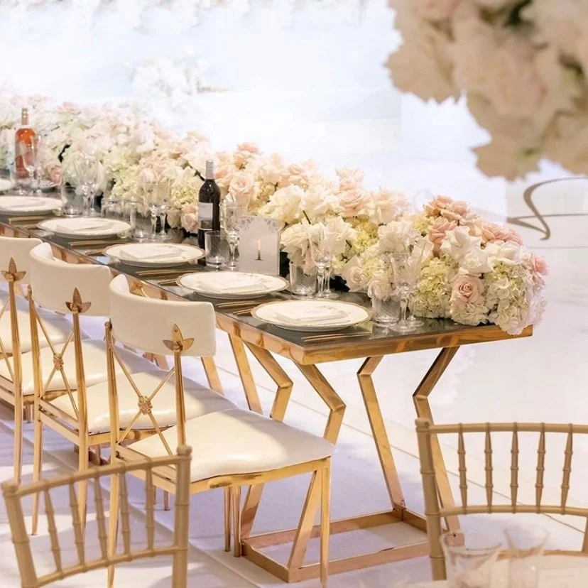 2020 Luxury Hotel Restaurant Rectangular Dining Table Stainless Steel