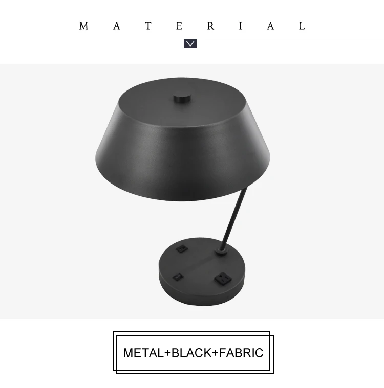 E26 40W contemporary metal reading black bedside lamp led luxury table lamp