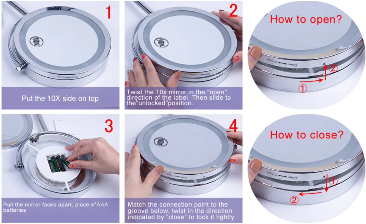 Battery Operated Magnified Light Makeup Mirror