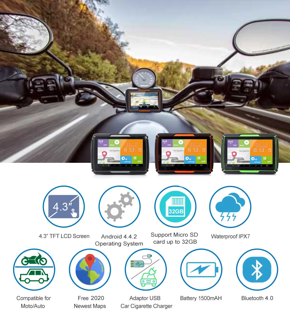 Fodsports Android система IPX7 водонепроницаемая мотоциклетная GPS-навигация  мотор велосипед навигатор| Alibaba.com