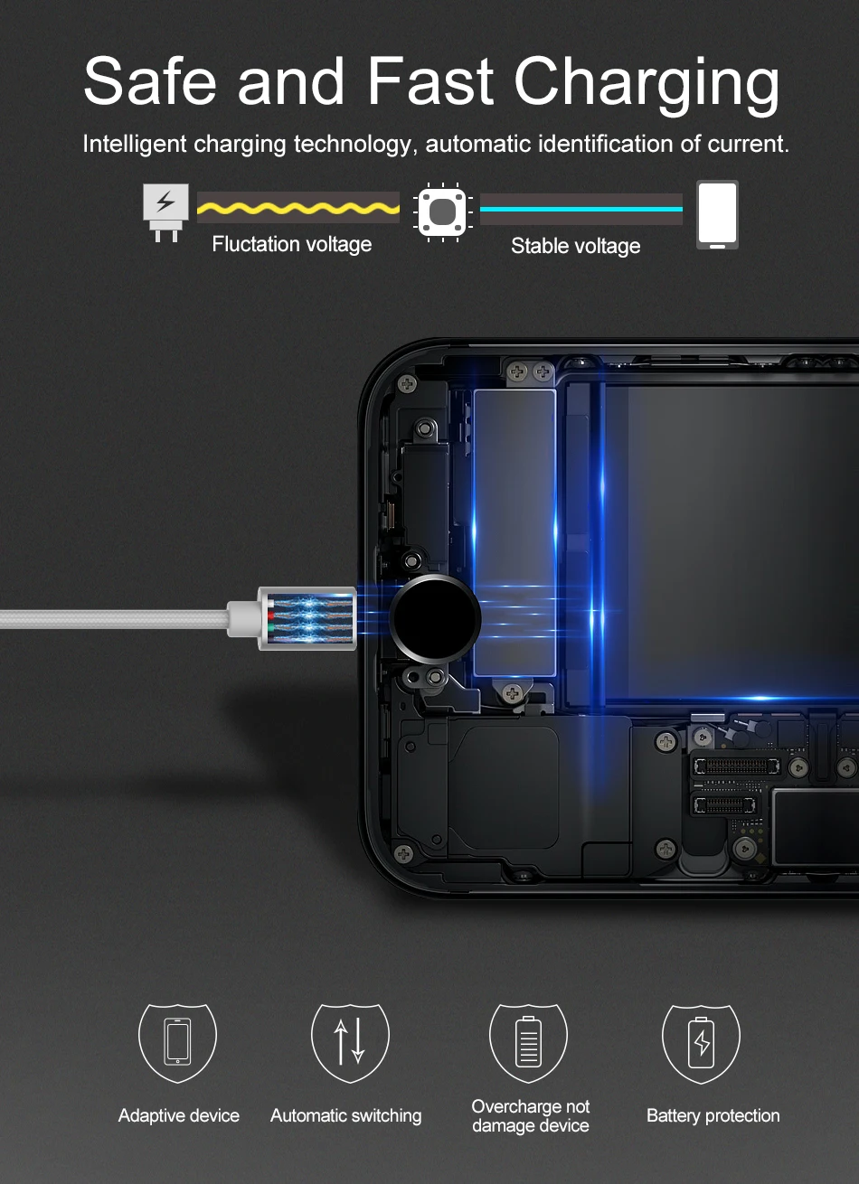 Jellico GS-13 Data Cable 3 In 1 Usb Cable Multi Charging Cable For Iphone Android Type C