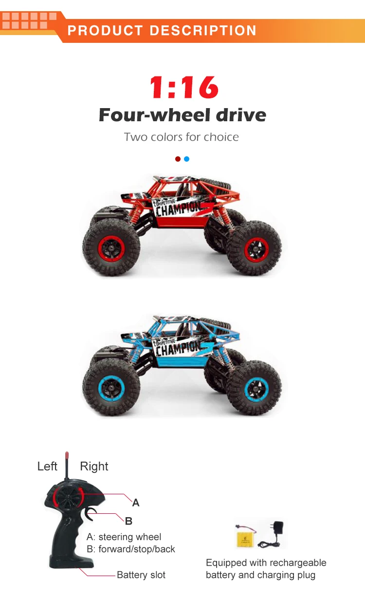Amazon top sale 1/16  Electric 4WD Remote Control Car RC Climbing Car Off-road vehicle