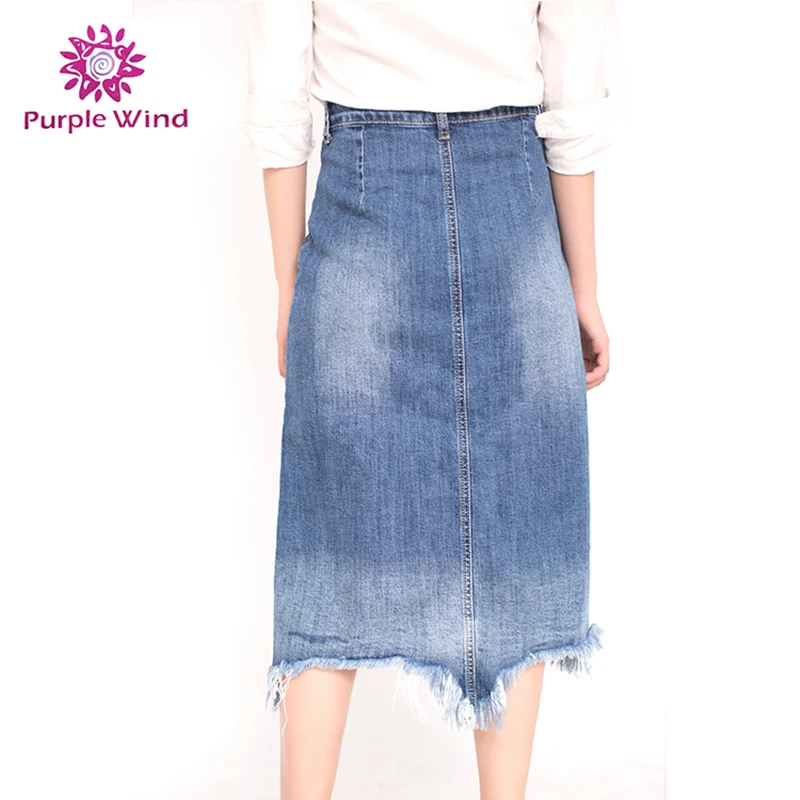 Customize Designs Cotton Girls Embroidery Wash Denim Long Jean Womens Skirts