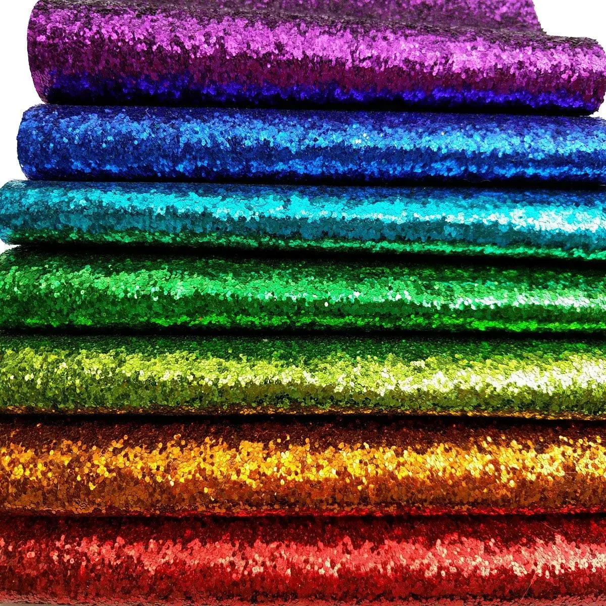 Sparkly Shiny Synthetic Vinyl Pu Glitter Fabric Sheets Chunky Faux