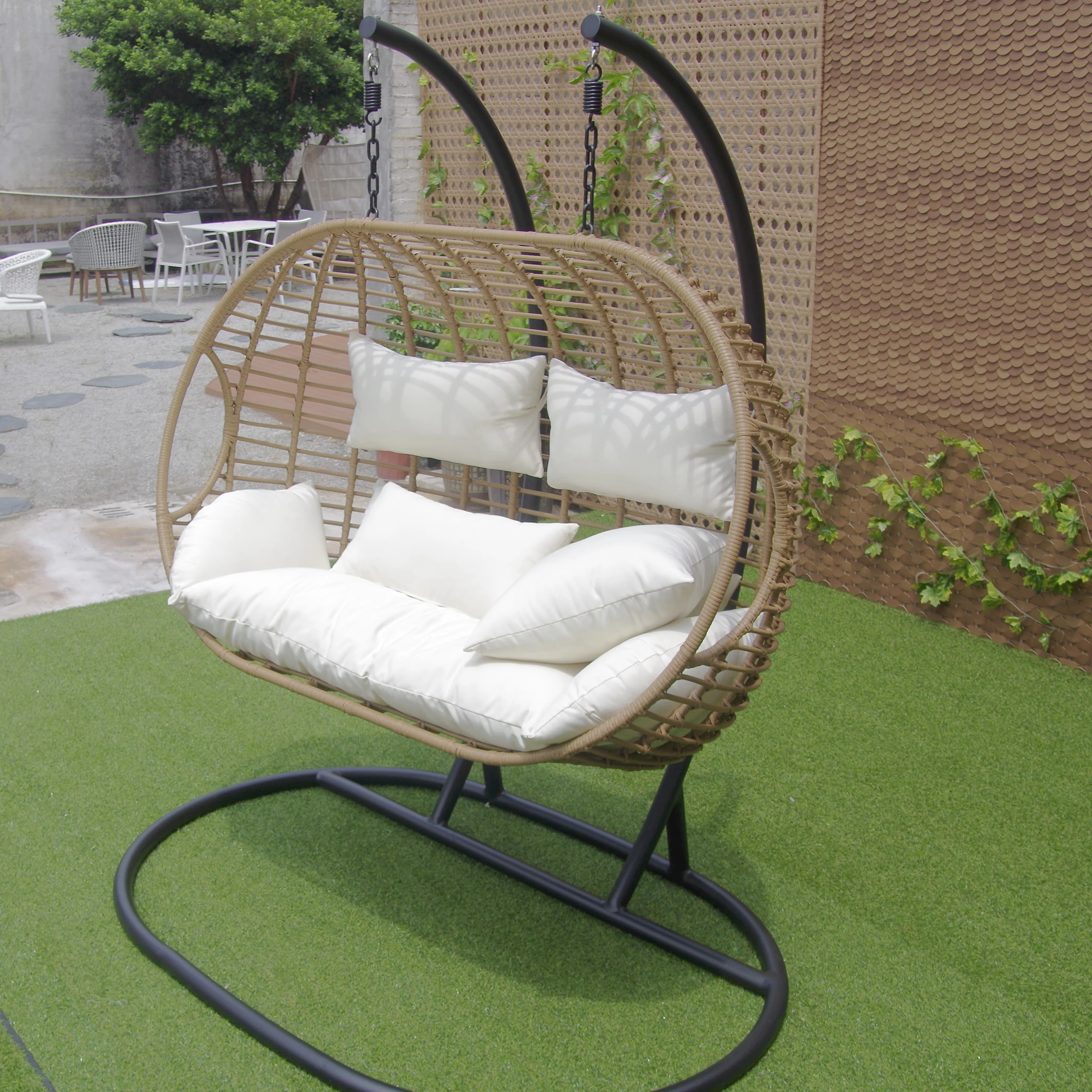 
French style high quality furniture aluminum pe rattan outdoor swing sofa 