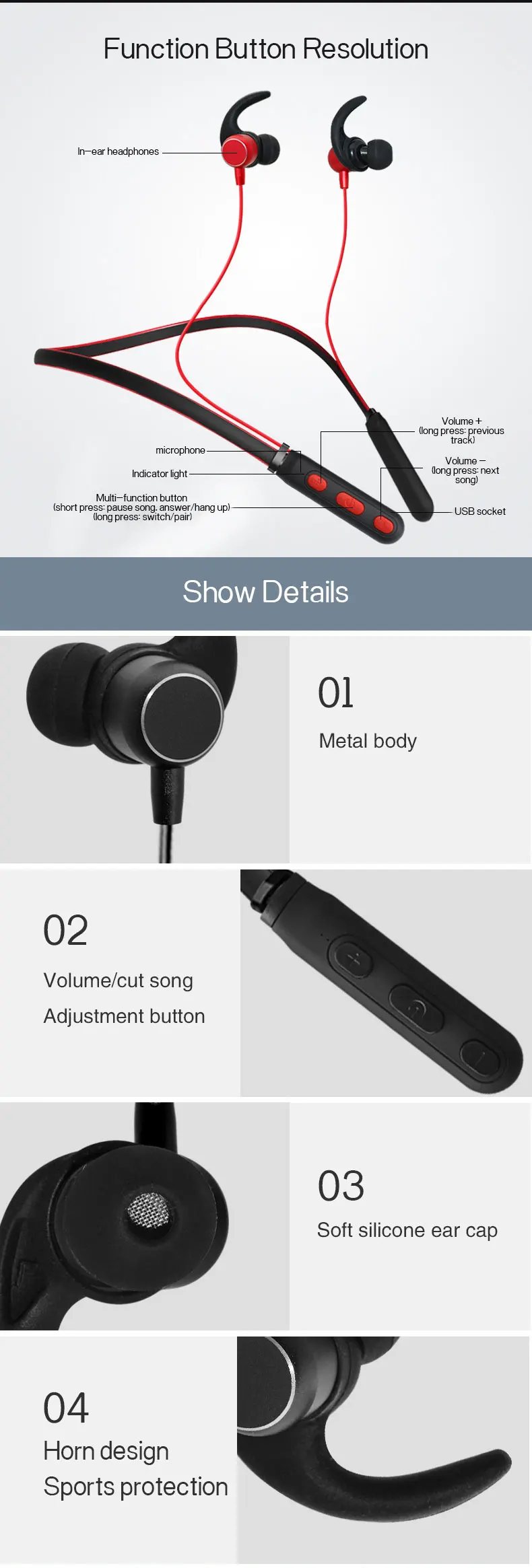 New Trending Wireless Bluetooth Headphones IPX7 Waterproof Bluetooth Earphones with Magnetic Connection Sport Earbud for Running