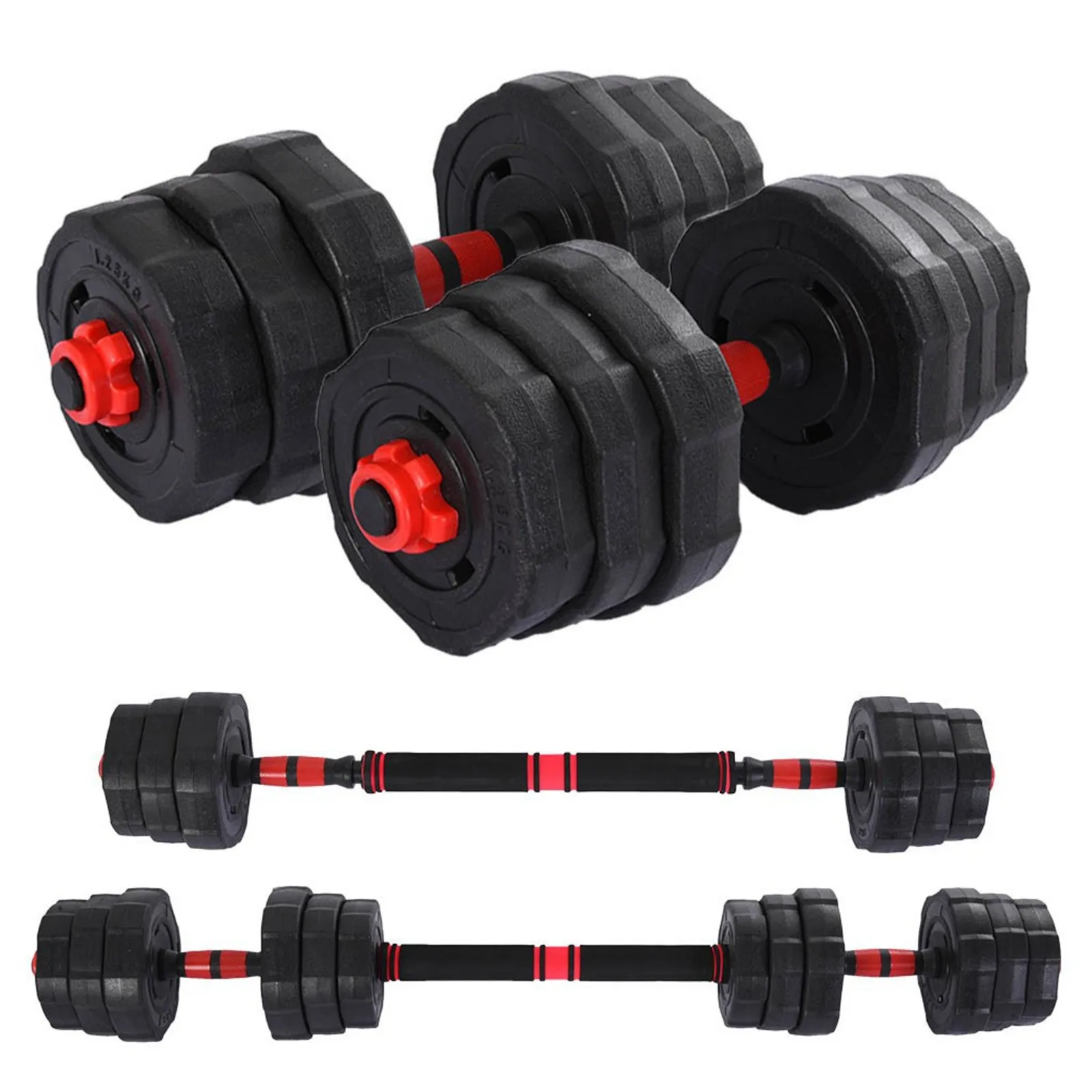 30kg Adjustable Dumbbell Set Barbell Exercise Fitness Equipment Sport ...