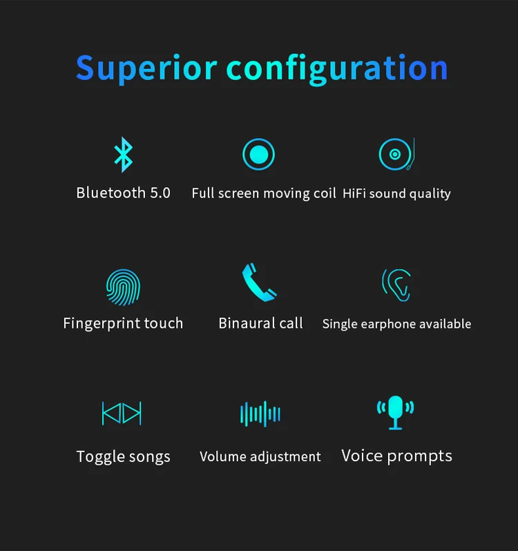 Factory TWS 5.0 Bluetooth Headphone Wireless Earphones Stereo Sweatproof Earbuds - ANKUX.COM