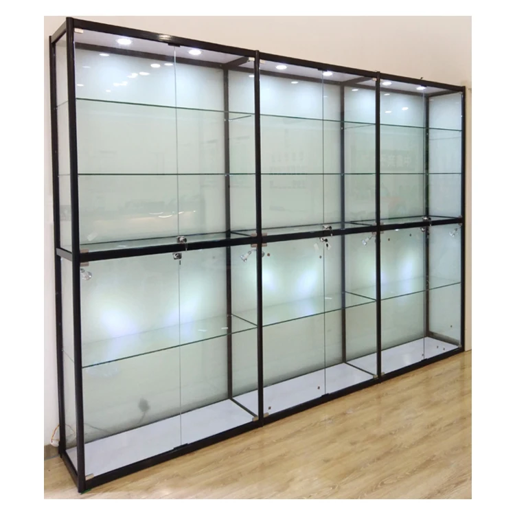 Free-Standing Glass Display Cabinet, Tempered Glass and Clear Coat Aluminum  Frame, for Retail Use - Zen Merchandiser