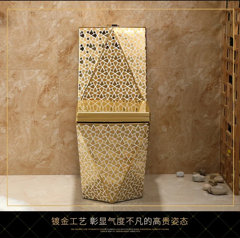 Sanitary Ware Golden Color Ceramic Dragon Toilet Bowl Seat Gold Wc