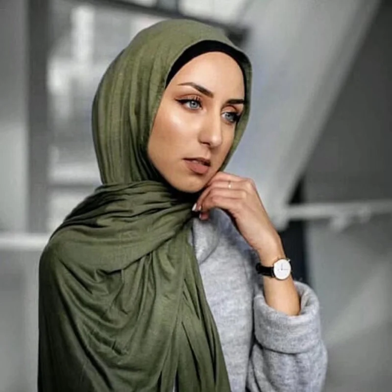 High quality fashion breathable scarves modest hijabs stretchy women muslim plain head scarf cotton jersey Hijab scarf