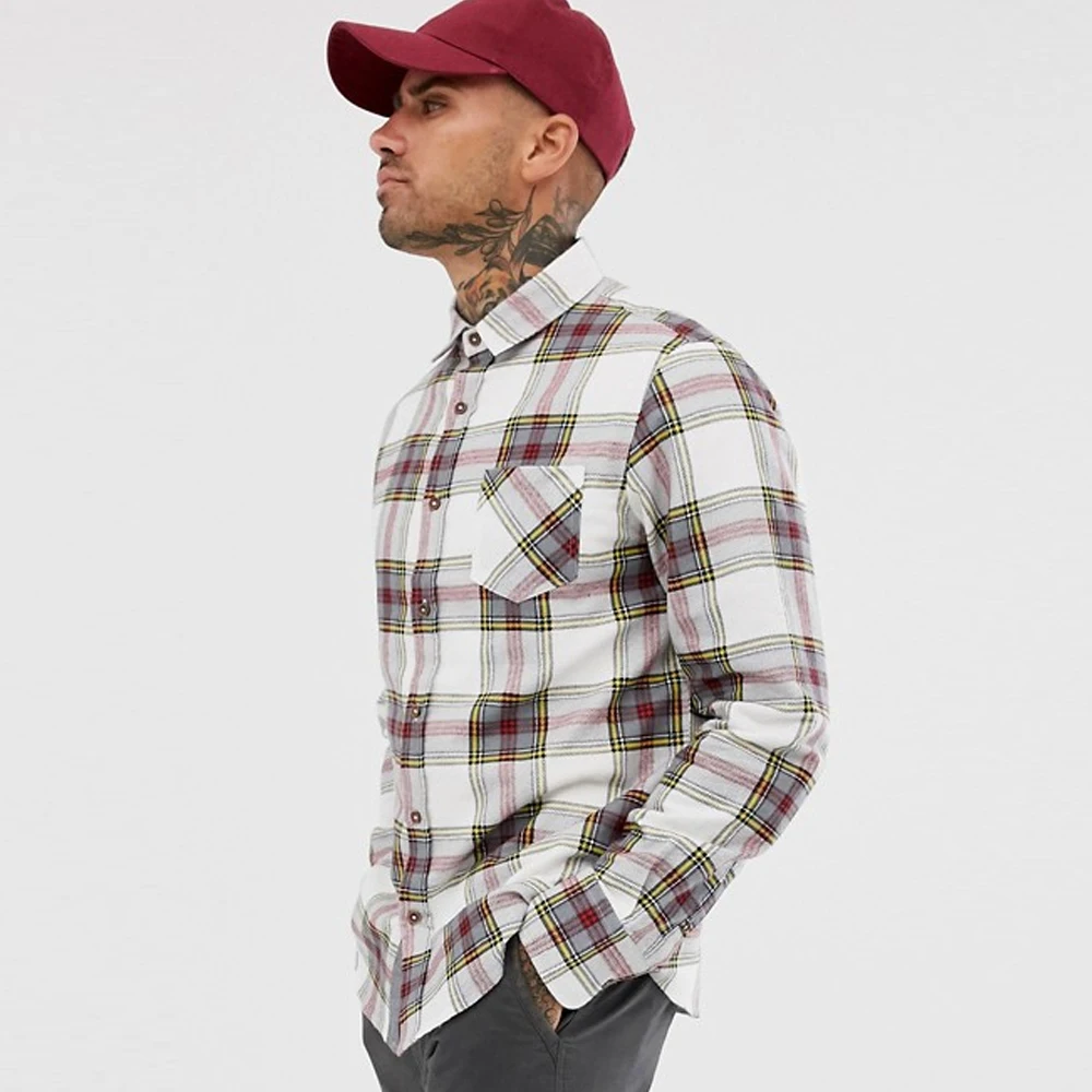 red and black check shirt dress