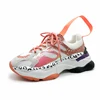 Patterned unique tape design daddy shoes patchwork lace-up women sports shoes