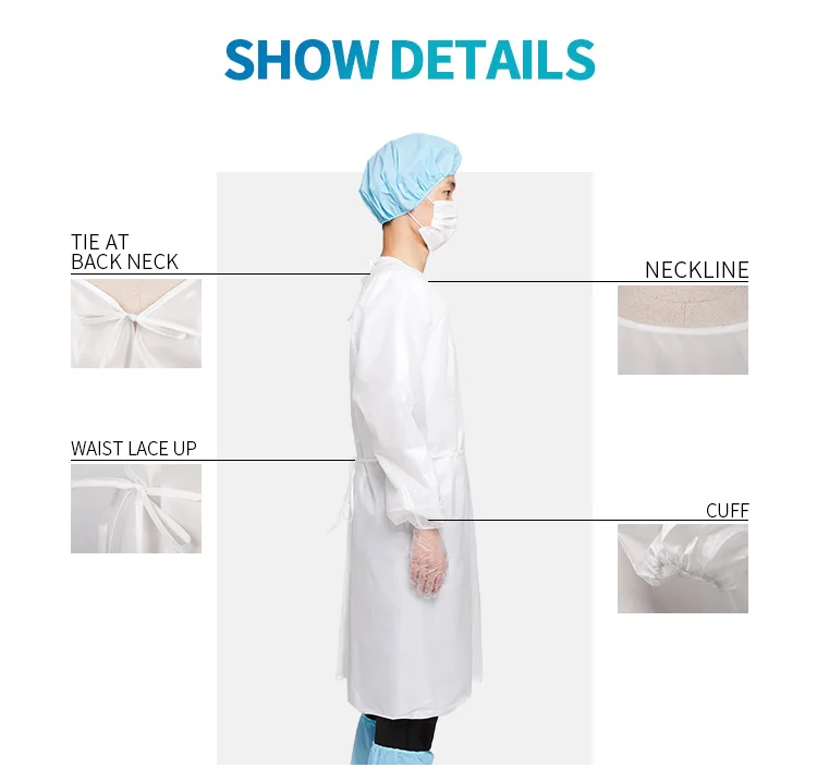 Factory Direct Sales Disposable Body Suits Clothing Isolation Apron Disposable Civil White/Blue Isolation Gowns