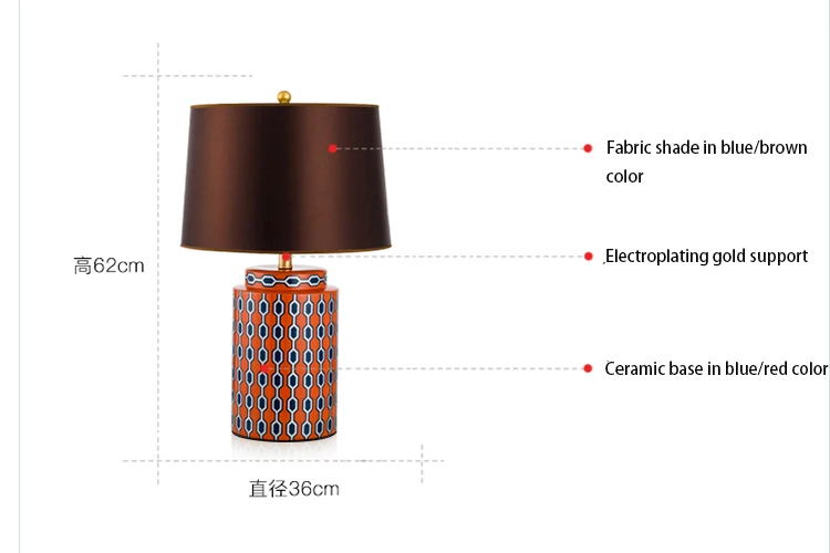 European style colorful handmade ceramic led desk lamps LED table light