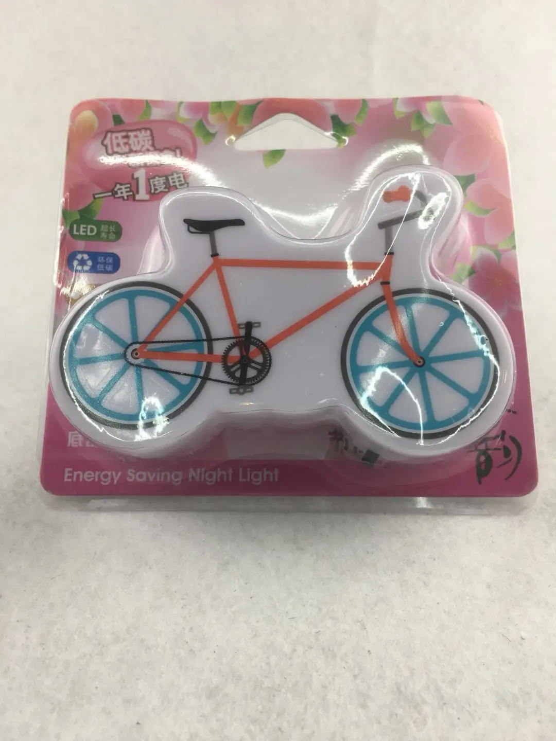W095 Cartoon bicycle 4 SMD mini switch plug in room usage with  night light wall decoration child gift