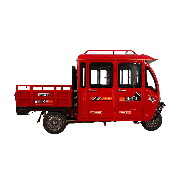 Economical Two Seat Electric Closed Cargo Tricycle With Passenger Seat