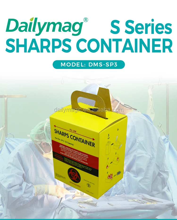 3/ 5/ 10 L Disposable Safety Box Bin,Cardboard Medical Waste Biohazard