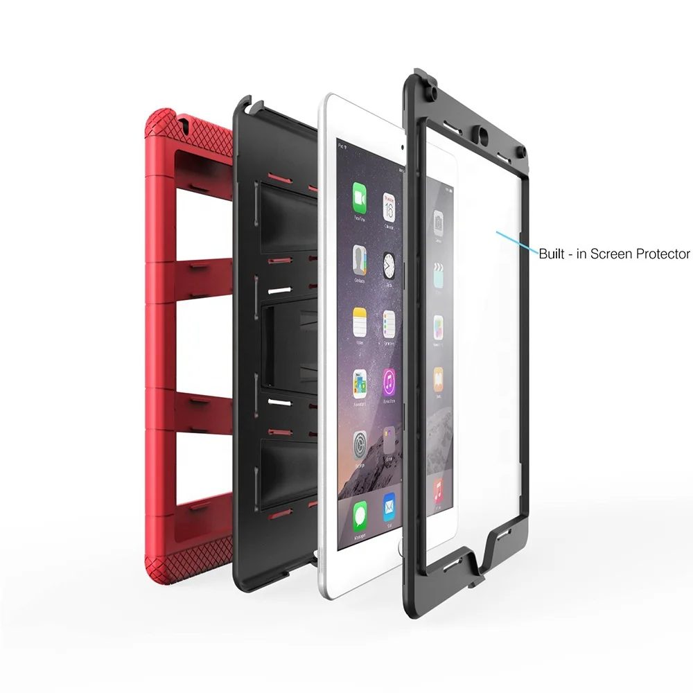 Robuuste Hybrid met Opvouwbare Stand Beschermende Groothandel Robuuste Cover voor MoKo iPad Air 2 9.7 "2014 Tablet Case