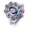 Promise Ring Chic Flower Cubic Zirconia Platinum Plated Rhinestone Wedding Engagement