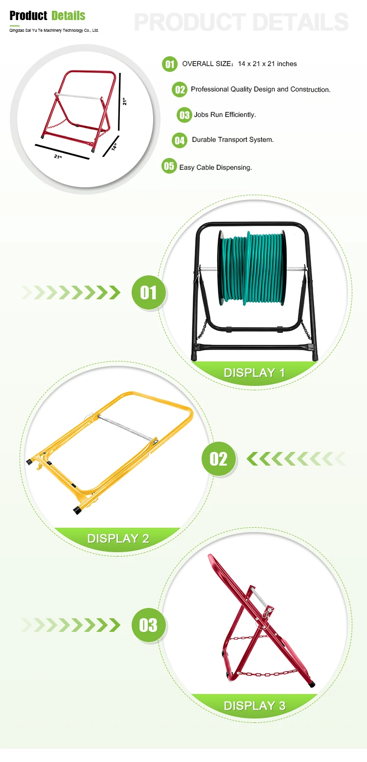 Safety Folding Cable Caddy "x14" Industrial Grade Rugged Single Axle